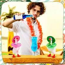 7 Inch Hawaiian Desk Goose Outfits Summer Dolphin Pattern Swimming Rings, Sunglasses, Hats, Necklaces, And Dresses Set - Colorful - View 5