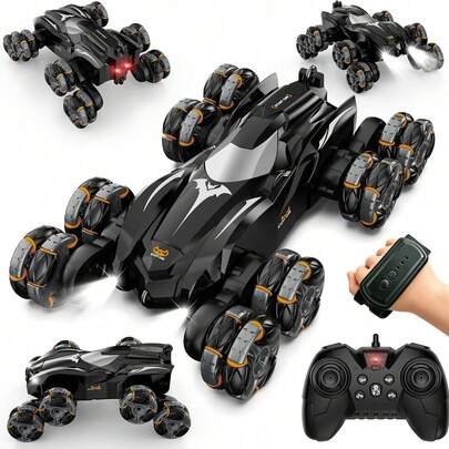 1 pieza Coche teledirigido con control de gestos de murciélago, Nuevo modelo 2026 de 2.4GHz 8WD Coche teledirigido de acrobacias con escalada de murciélago