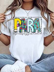 Mexican Women's Round Neck T-Shirt, Professionally Printed, Short Sleeve For Casual Wear And Everyday Outfits, Summer Fashion Cotton T-Shirt - 白色 - 查看 6