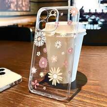 1pc Minimalist Fresh Daisy Flower Transparent Soft Phone Case - Multicolor - View 2