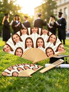 1pc Customized Photo And Name Logo Wedding Fan, Classic DIY Fan, High-Quality Decorative Customization, Personalized, Fashionable, Exquisite Customization, Personalized - Multicolor - View 5