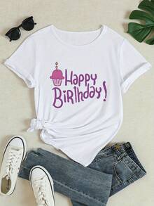 2026 New Women's Casual Short Sleeve Printed T-Shirt, Round Neck, Slightly Elastic, New Spring/Summer Style, Comfortable, Super Soft, With Embossed Cartoon Animal Character, Size A, Beautiful Gift. Elegant Party Outfit, T-Shirt For Elegant Ladies, Blouses Suitable For Curvy Women, Casual Wear, Cool And Sweat-Free Summer Clothes, Fun Letter Print - 白色 - 查看 2