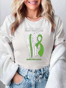 Mexican Family Support, Kidney Disease, Kidney Disease Awareness, Kidney Transplant T-Shirt, Her Gift, Kidney Cancer WarriorMonogram Printed T-Shirt, Short Sleeve Crew Neck Casual Tops For Summer And Spring, Women'sCamiseta Algodón Moda Verano - 白色 - 查看 7