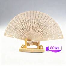 1/10/50件客製化姓名LOGO白色婚禮紙扇，白色邀請卡，婚禮派對裝飾用個性化紙扇 - 杏色 - 查看 10