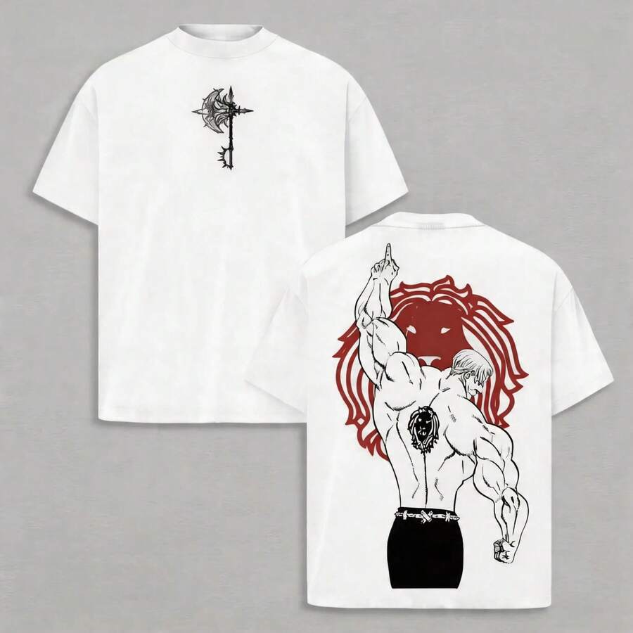 Escanor T-Shirt From The Seven Deadly Sins - A269 "Who Decided That?" Pride Sin Graphic Retro Heavy Unisex Anime Streetwear Gift For Fans - 綠色 - 查看 1