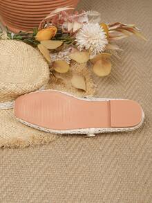2026 New Vacation Style Bohemian Hollow Artificial Woven Breathable Buckle Mule Women's Shoes, Flat Casual Comfortable Elegant Perforated Shoes, Lightweight, Breathable, Suitable For Daily Casual, Shopping, Office And Other Occasions. - Apricot - View 7