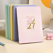 2027 英文計畫本 人造皮革硬殼版 月計畫與週計畫版面 新日曆筆記本 自律追蹤 時間管理 適合辦公室使用 現代封面設計 文具用品 - 單本 - 查看 5
