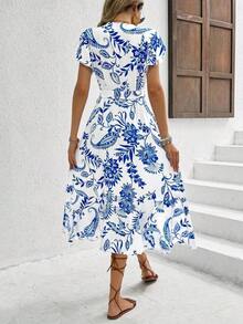 Holidaya Women's Floral Print Wrap Midi Dress - 白色 - 查看 2