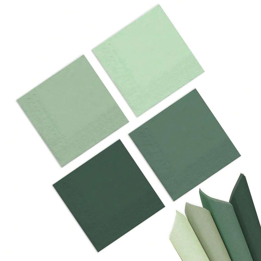 20pcs/40pcs/60pcs/Set Soft Square Jade Green Napkins, 2-Ply, 25cm*25cm Opened, Suitable For: Wedding, Tea Party, Birthday Party Decoration, Party Decoration, Party Supplies, Holiday Decoration, Holiday Supplies - Quantity - View 1