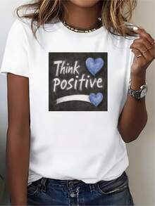 Under The Radarfor THINK Positive Hearts Camiseta Gráfica Ligera de 180g para Uso Casual - Regalo Perfecto para Familiares y Amigos - Ideal para Salidas de Verano y Eventos de Team Building - Camiseta Unisex de Algodón, Manga Corta, Cuello Redondo, Estilo Vintage Urbano - Blanco - Ver 1