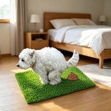 Inodoro de césped artificial realista para mascotas, caja de arena para entrenamiento de gatos/perros, para uso en interiores/exteriores, incluye almohadilla absorbente de orina, absorción de sonido y anti-salpicaduras, fácil de limpiar - M - Ver 6