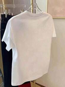 [Free National Shipping] Women's Short Sleeve Mid-Length T-Shirt With Cartoon Tomato And Heart Print, Minimalist Slimming Loose Fit, Casual White Loose Style T-Shirt For Summer 2026. Women's Cotton T-Shirts - 風格 - 查看 3