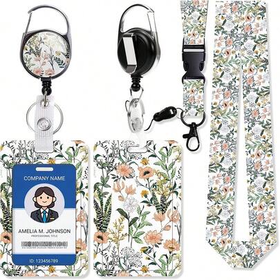 Dây đeo thẻ ID, Giá đỡ thẻ dễ thương có kẹp cuộn rút, Dây đeo có kẹp móc khóa, Giá đỡ thẻ tên, Giá đỡ thẻ ID, Bảo vệ thẻ ID cho nữ giáo viên, y tá, quà tặng văn phòng