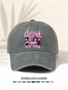 1pc Washed Baseball Cap With "GIRL CRUSH K-POP " Letter Print Pattern, Retro American Style Minimalist Casual Versatile Fashionable Unisex Accessory, Suitable For Concerts, Music Festivals, Outdoor Activities, All Seasons - Water Wash - View 18