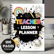 1pc Spiral Bound Teacher Lesson Planning Notebook, Back To School Theme Planner For Lesson Planning, Learning Schedule, Daily Notes, With Date Column, Quality Eye-Care Pages, Smooth Writing, Teacher Gifts | Essential For School | Learning Stationery - G - View 3