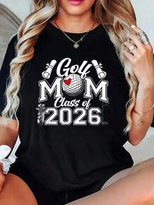 Proud Golfer Mom Graduation Celebration T-Shirt, Class Of 2026, Women's Clothing Sets - Black - View 1