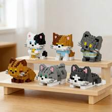 Micro-Particle Cute Cat Building Block Series, Children's Toy Building Block Set, Creative Fun 3D Assembly Blocks, Soft Stress Relief Gadget, Children's Educational Toy, Improve Children's Hands-On Ability, Classroom Reward Small Gift Recommendation, Warm Healing Desktop Decor, Suitable For Collection, Back To School/Birthday And Fashionable Small Gift Among Friends - Multicolor - View 9