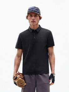 TECTOP 男士夏季 Polo 衫，透氣跑步短袖，適合戶外健身 T 恤，3 色運動款 - 黑色 - 查看 4