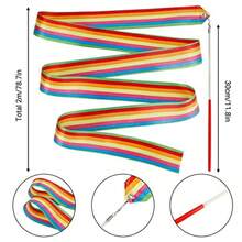 QJUSLIN 12pcs Rhythmic Dance Ribbons Gym Ribbons Streamers Dancing Streamers, Rotating Baton, for Artistic Dancing - como en la imagen - Ver 2