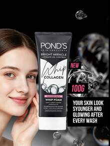 Pond's 溫和弱酸性控油泡沫洗面乳，微氣泡濃密泡沫含菸鹼醯胺，溫和控油、清潔毛孔、維持油水平衡、亮白肌膚，適合敏感肌，清爽不緊繃 - 膠原蛋白控油 - 查看 7