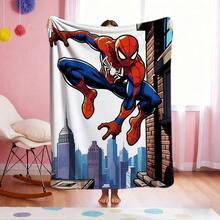 1pc S-Pider-Man Print Blanket,Retro Cartoon Style Throw Blanket,Cartoon Character Printed Blanket,All-Season Universal Nap Blanket,Character Home Decor Blanket,Modern Fashion Gift Suitable For Home Bedroom Bed Sofa Office Lunch Break Cover Picnic Blanket - Multicolor - View 1