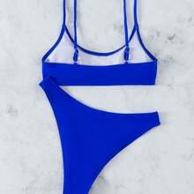 New Women's Sexy Solid Color Bikini Swimsuit - 咖色 - 查看 4