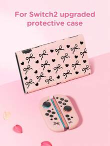 1pc Black Heart & Bow Pattern Protective Case, Storage Bag For Nintendo Switch 2 (2025), Switch OLED, Switch NS/Lite, Best Gift For Switch Gamers - Multicolor - View 7