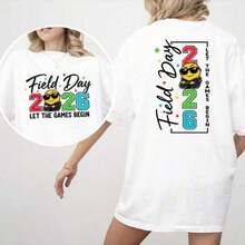 Stylish Casual T-Shirt For Women, Stylish Casual T-Shirt For Women, Field Day Let The Games Begin Shirt Vintage 2026 Last Day Tee - 白色 - 查看 6