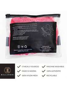 BELLANOMI African Exfoliating Net Sponge,Multi-Color Authentic, Ethically Sourced From Nigeria, 45 Inches Long, Back Scrubber For Daily Use - Pink - 查看 2