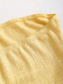 Top corto sexy de mujer con detalle fruncido y abertura lateral - Amarillo - Ver 4