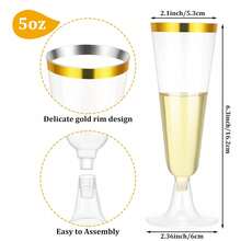 Bộ 10/20/25/30/50/100 chiếc ly champagne tái sử dụng chất lượng cao, phù hợp cho mọi loại tiệc như tiệc tùng, đám cưới, sinh nhật, ngày lễ Tình nhân, ngày của Mẹ, v.v. (Ly champagne, ly tiệc, ly sinh nhật) - Xem 3