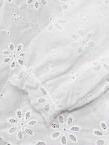 Camisa de Body completo con estampado botánico minimalista de talla grande, blusa de moda elegante para mujer, parte superior de primavera/otoño - Blanco - Ver 5
