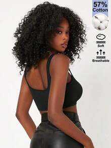BASICS Top corto tubo sólido - Negro - Ver 7
