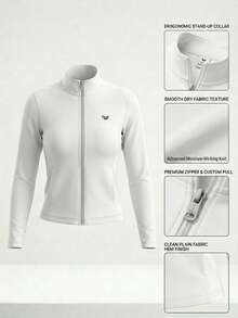 Women's Fitness/Sports Jacket, Cool Mesh (Dry Fit) - Women's Winter Jacket - Women's Sports Jacket With Zipper For Autumn And Winter - 白色的 - 查看 4
