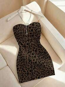 Vestido tubo ajustado de cuello redondo con estampado de rayas para mujer, primavera/verano - Multicolor 3 - Ver 5