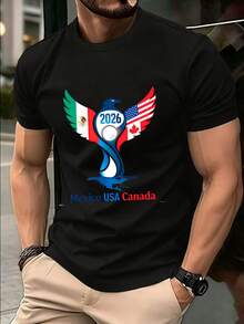 Camiseta de Algodón Suave Unisex para Hombre y Mujer, Diseño México 2026, para Fanáticos del Deporte, Viajeros, Amantes del Fútbol, Ligera, Transpirable, de Manga Corta, para Verano - Negro - Ver 8