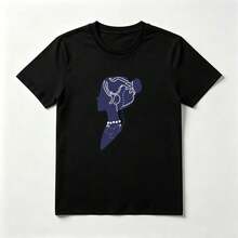 Silueta Femenina Playera de Algodón Negro Elegante con Perlas - Negro - Ver 1