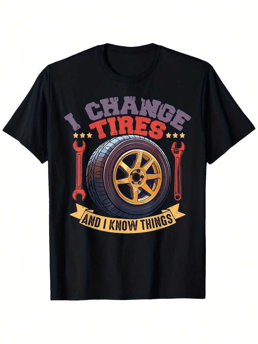 Camiseta para el chico del neumático y mecánico de automóviles - Regalo para quienes cambian neumáticos - Negro - Ver 1