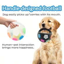 1pc/2pcs Soccer Ball Pet Vocal Toy, Durable TPR Material, 5.51inch Dog Toy With Carrying Handle, Suitable For Throwing And Dribbling, Interactive Pet Toy, Sturdy And Durable, Suitable For All Sizes Of Dogs - Multicolor - View 5