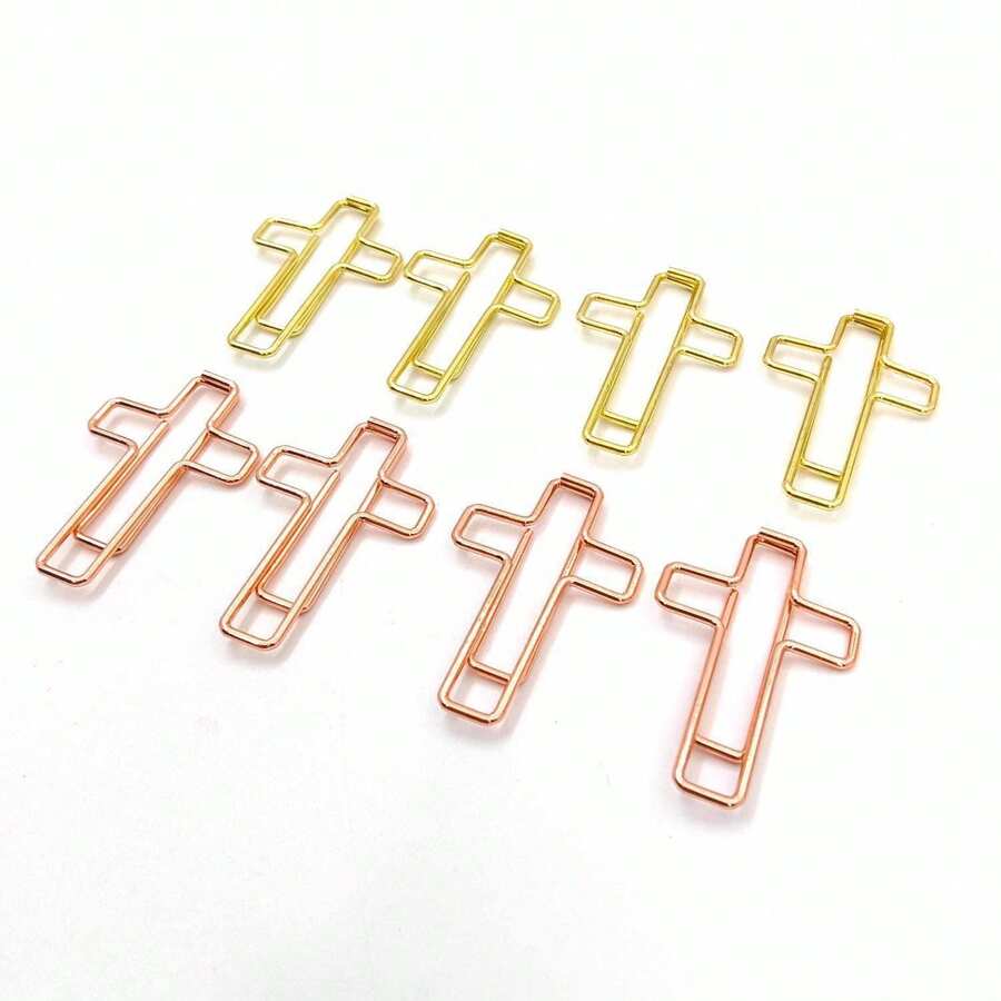 30 piezas de clips de papel con forma de cruz de metal de colores aleatorios, organizador de archivos de oficina creativo