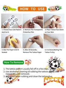 6pcs Football Fan Temporary Face Tattoos, Sports Football Event Temporary Face Tattoo Stickers, Festival Party, Football Pattern Body Stickers Suitable For Arms And Face, Waterproof Football Theme Stickers - Multicolor - View 10