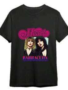 Camiseta Retro de los 80s con Estampado de Corazón para Hombre - Algodón Negro, Manga Corta, Estilo Casual con Estampado de Banda de Rock Vintage, Lavable a Máquina - Camiseta Unisex de Estilo Urbano Vintage, de Algodón, Manga Corta y Cuello Redondo. blusas.blusas casuales para dama.Impresión de osos cariñosos.Camiseta estampada Impresión de osos cariñosos. - Negro - Ver 1