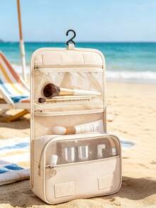1 pieza Bolsa de aseo de viaje multifuncional, bolsa colgante para maquillaje, organizador de cosméticos, gran capacidad, soporte impermeable para brochas de maquillaje, esencial para la playa, necesidad para vacaciones y viajes de negocios, almacenamiento de cosméticos y artículos de papelería - Multicolor - Ver 7