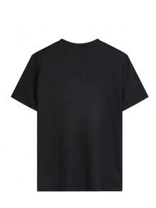 This Short-Sleeved, Crew-Neck, Loose-Fitting T-Shirt Is Perfect For Summer. It's A Stylish Yet Casual Piece With A Heart Print. Ideal For Vacations, The Office, Outings, Everyday Wear, Dates, Parties, Meetings, And Urban Style. A Versatile Garment With A Casual And Sporty Look, It Also Makes A Great Gift For Various Occasions. - 黑色 - 查看 3