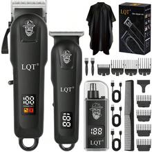 LQT 三件套可充电理容套装 - 理发器、胡须修剪器和鼻毛修剪器，无线多功能理容工具，USB充电，适合居家、旅行和个人护理。完美的节日礼物。 - 黑色 - 查看 11