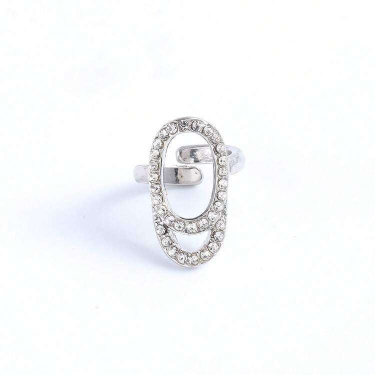 Gold/Silver Fashion Adjustable Nail Ring With Rhinestones, Create A Light Luxury And High-End Texture, Reusable Nail Decor Ring For DIY Manicure & Photoshoots, Perfect For Acrylic & Press On Nails - Multicolor - View 12