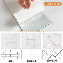 16pcs Marble Pattern Wall Stickers, Self-Adhesive Waterproof Decorative Stickers For Home Decor - A - View 4