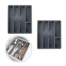 1 Estante organizador de almacenamiento, caja, estante para cubiertos, bandeja para cubiertos, estante de almacenamiento de cubiertos de plástico - Ver 10