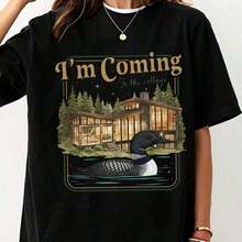 Women's Blouses Essential I'm Coming To The Cottage Hollanov T-Shirt, Vintage T-Shirt For Hockey And Romance Fans With Stupid Canadian Wolf Design, 100% Cotton, 1 Piece, 180g, Printed, Breathable, Casual, For Everyday Wear, For Womeneurmuse - 黑色 - 查看 8