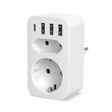 HITRENDS 4-In-1 Multi-Function Wall Adapter With 3 USB Ports + 1 USB-C Port, Portable Wall Adapter, 5V/3.1A Fast Charging – Compact Cubic Design, Overvoltage And Short Circuit Protection, Suitable For Home, Office, And Travel. - EU E Type Plug(220-240V) - View 13